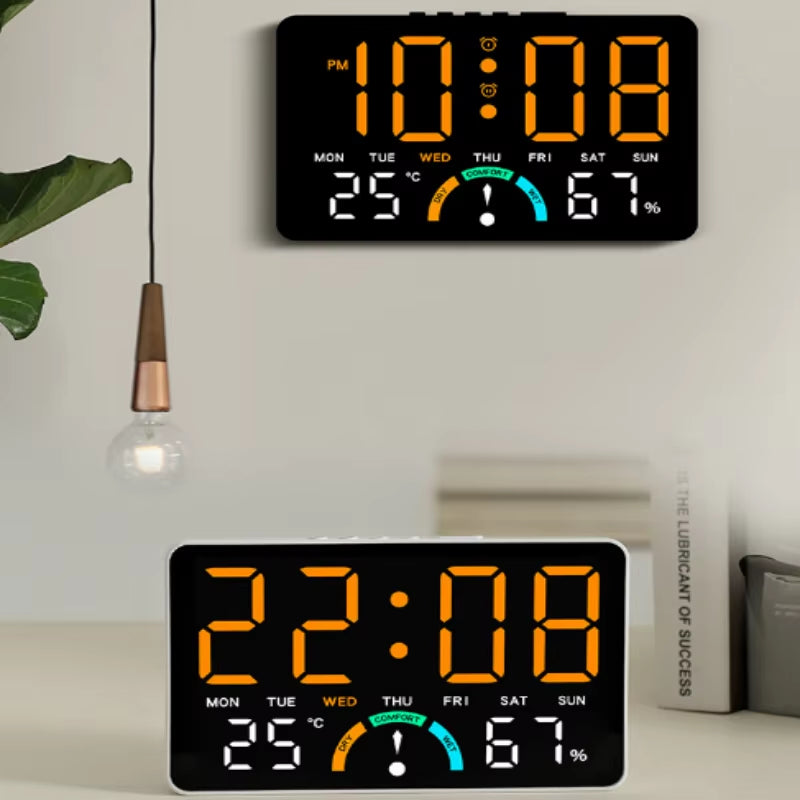 1PC Large LED Digital Clock, Indoor Thermometer Hygrometer, Alarm Clock with Big Digits for Home Decor