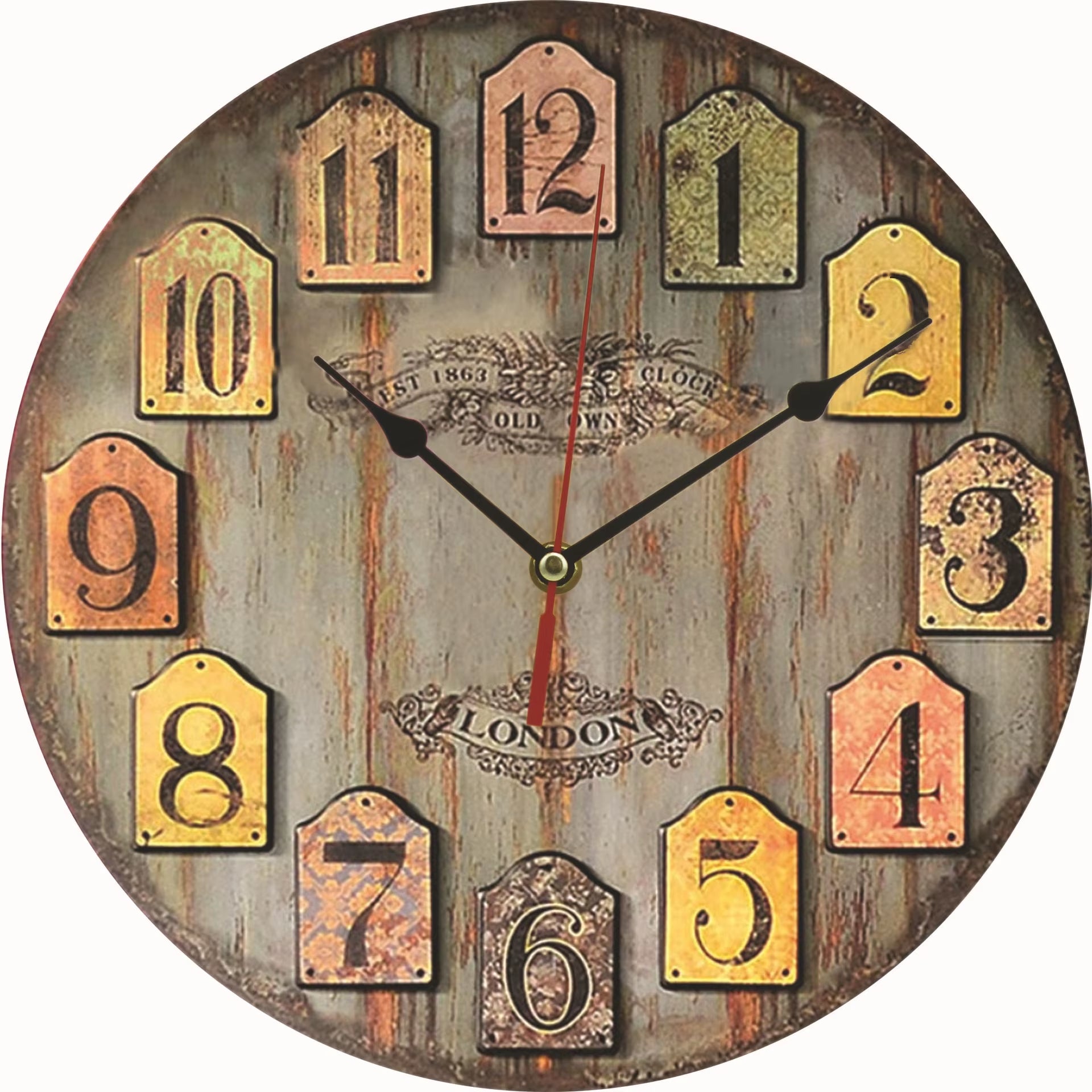 Creative Wooden Wall Clock 30Cm MDF Density Board Silent Quartz Clock