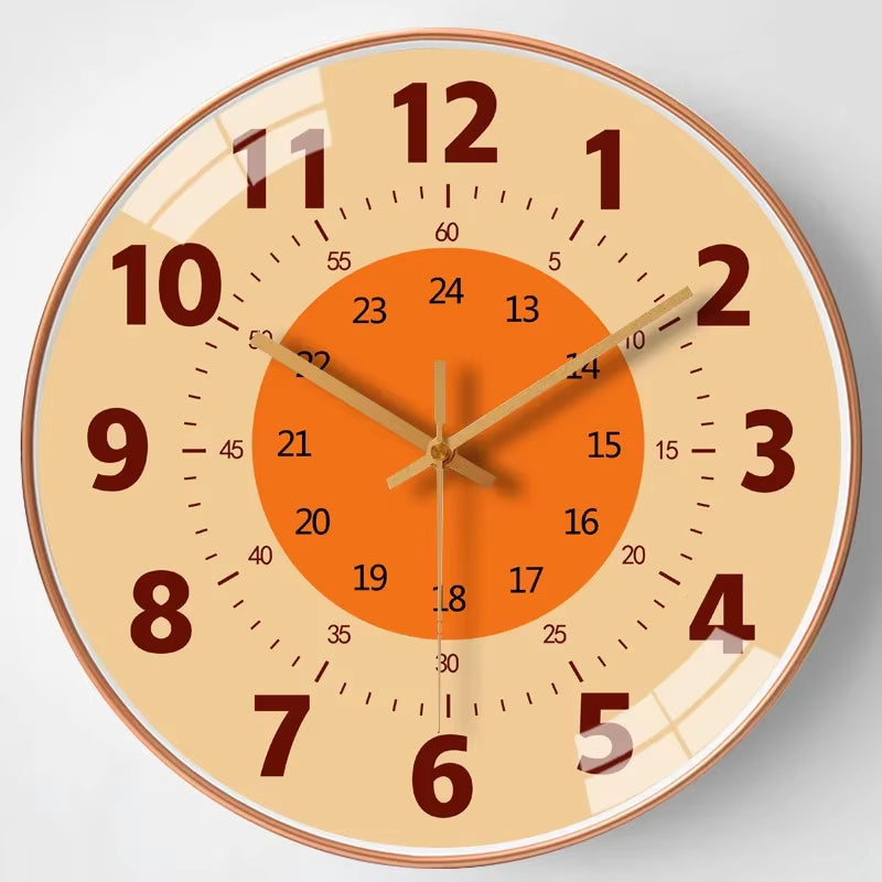 Circular Wall Clock with High Lens Plane, Silent Teaching Clock for Kitchen, Home Decorative, 12 Inches, 30Cm