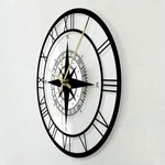 Horloge Murale "Compass Rose Nautical" – Design Boussole & Rétro Voyageur - Vignette | La Belle Horloge