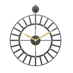 Horloge Murale Fer Forgé Noir 50 cm – Aiguilles Dorées, Design Épuré Silencieux - Vignette | La Belle Horloge