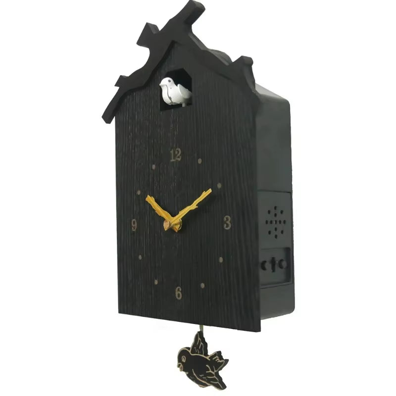 1PC Creative Elegant Cuckoo House Hanging Clock Wall Clock Wooden Clock with Chime and Pendulum for Home Office Living Room