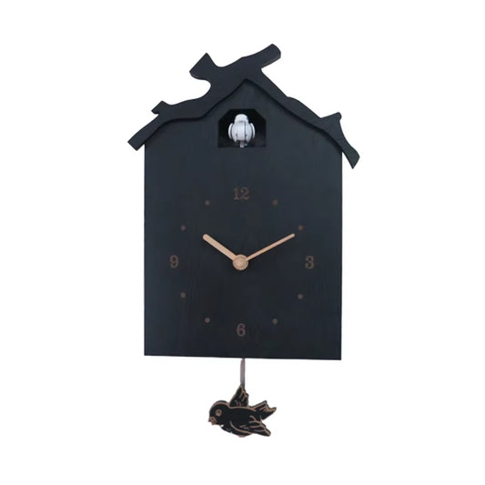 1PC Creative Elegant Cuckoo House Hanging Clock Wall Clock Wooden Clock with Chime and Pendulum for Home Office Living Room