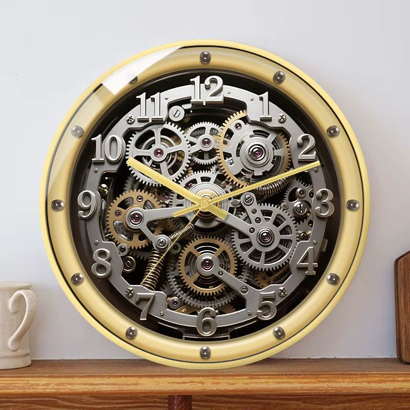 A European-Style Retro Clock That Imitates a Mechanical Feel a Wall Clock for Home Use in the Living Room