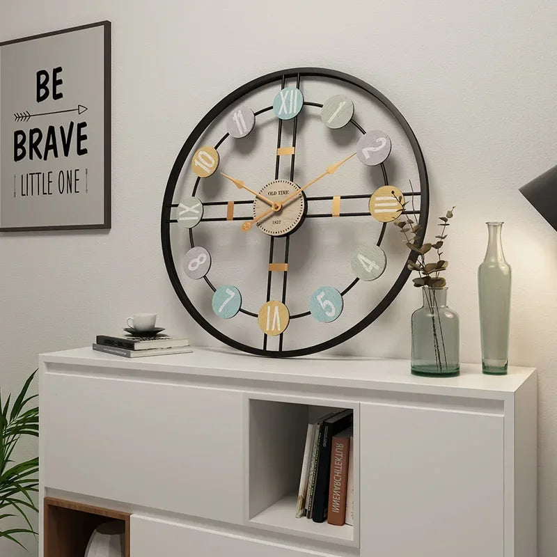 Grande Horloge Murale Vintage En Métal, Fonctionnement Silencieux, Design Mécanique, Accessoire De Décoration De Chambre, Décoration Moderne Pour La Maison, Horloge.