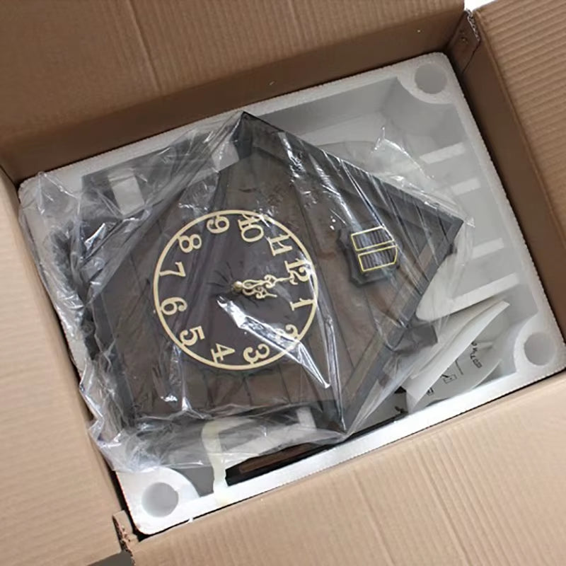 Vintage Cuckoo Clock Pendulum Large Wall Clock Wood 3D Bird Silent Timer Home Bedroom Kids Room House Living Room Decoration