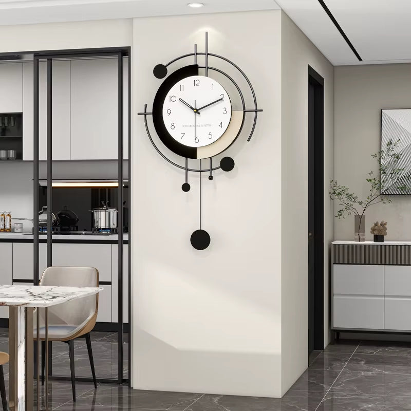 Silent Pendulum Wall Clock Modern Minimalist Creative Elegant Home Decor for Living Dining Room Wall Mounted