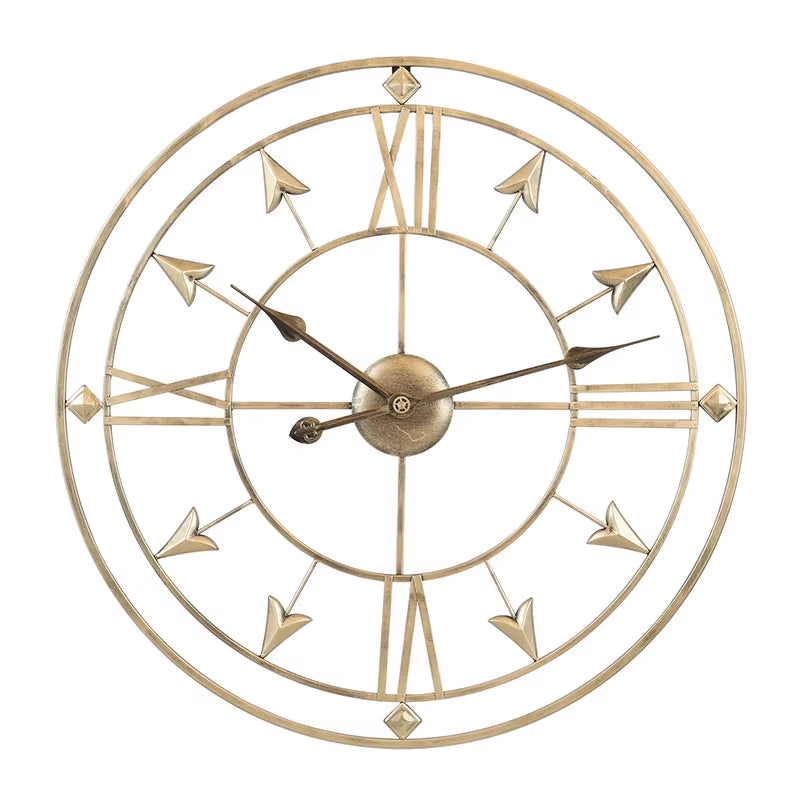 Wrought Iron Wall Clock for Living Room, Home Warm Decoration, Retro Silent Clock
