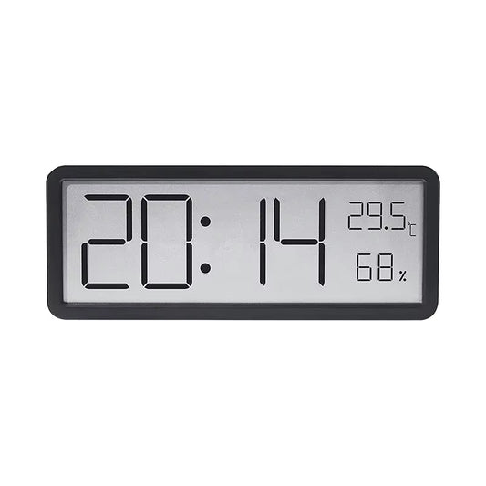 Elegant LCD Digital Wall Clock for Home Battery Powered Features Time Temperature & Humidity Display Ideal Desktop Clock