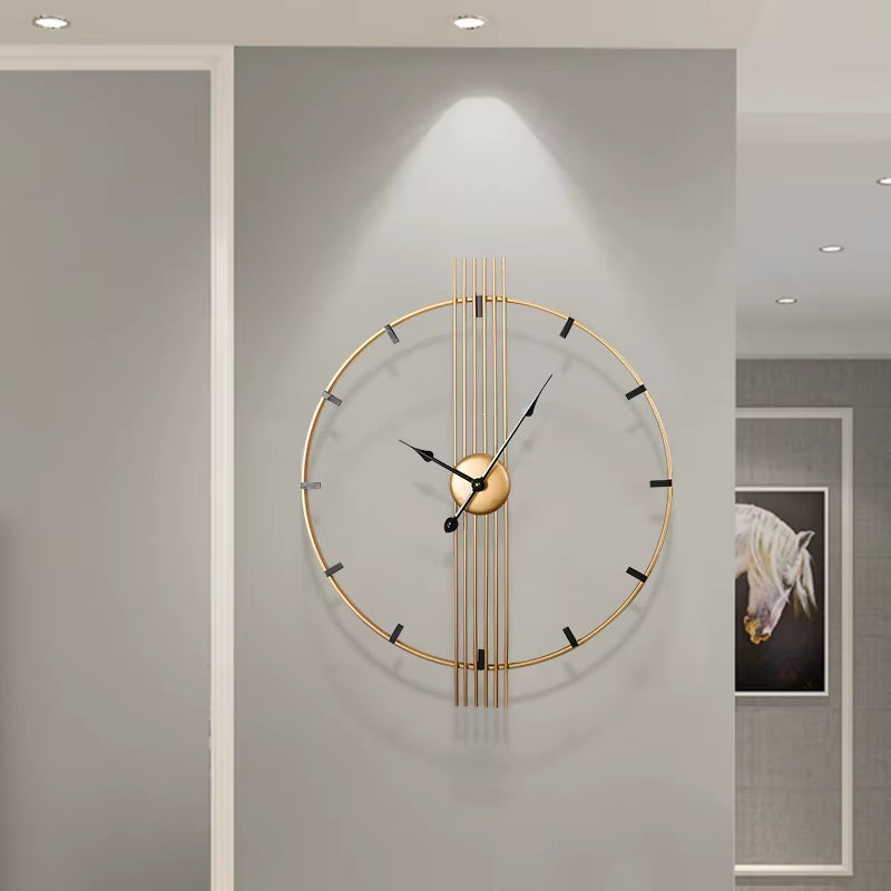 24 Inch 60Cm Modern Simple and Atmospheric Living Room Large Wall Clock Nordic Light Luxury Wrought Iron Home Silent Wall Clock