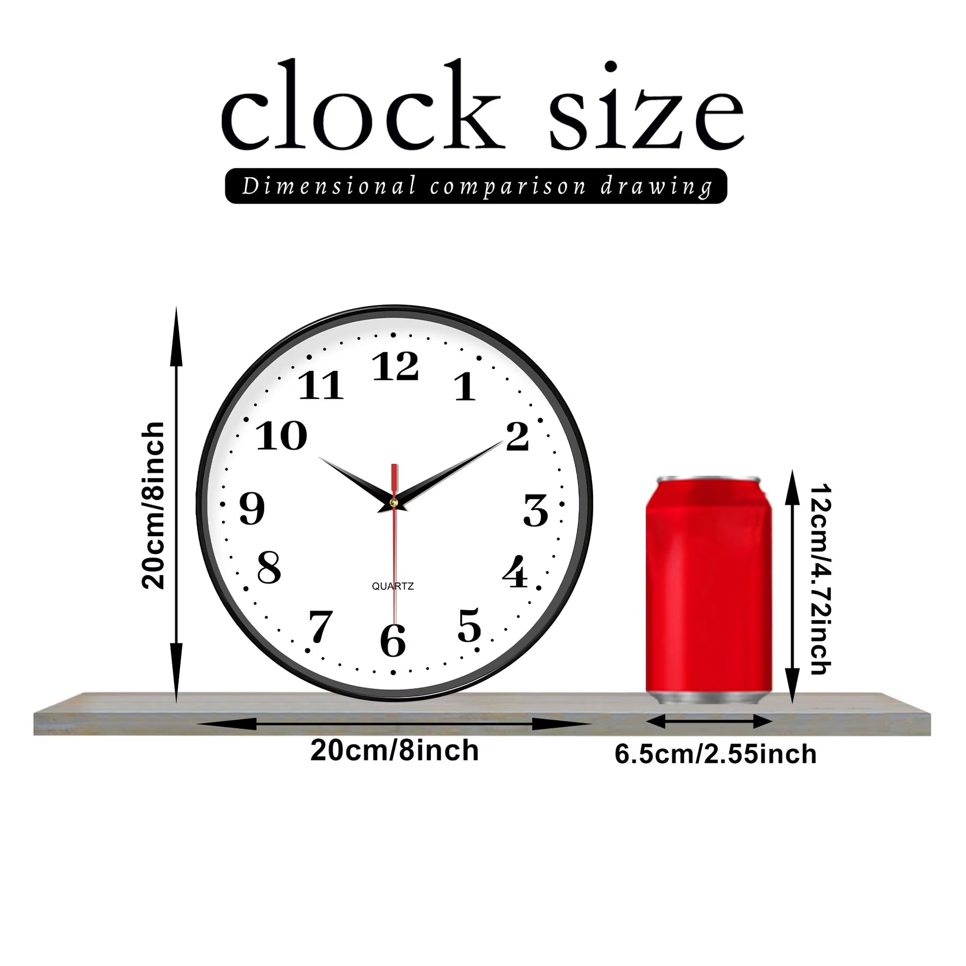 An 8-Inch Silent Wall Clock, Modern White Wall Clock with Simple Design, Battery Operated Quartz Clock, Adorns the Family Living