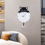 Horloge Murale "Black Cat Tail Swing" – Chat Pendule & Queue Poisson Mobile - Vignette | La Belle Horloge