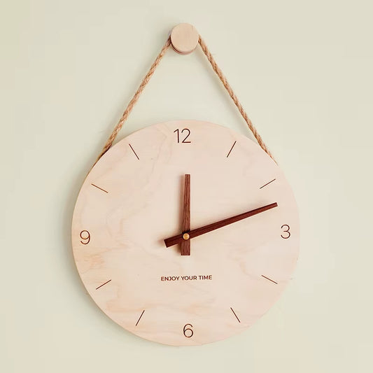 Wooden Sling Creative Wall Clock Nordic Japanese Hot-Selling Home Living Room Clock Decoration Wall
