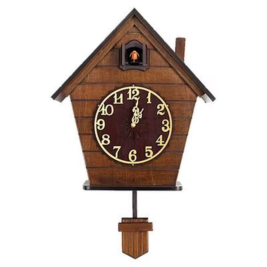 Vintage Cuckoo Clock Pendulum Large Wall Clock Wood 3D Bird Silent Timer Home Bedroom Kids Room House Living Room Decoration