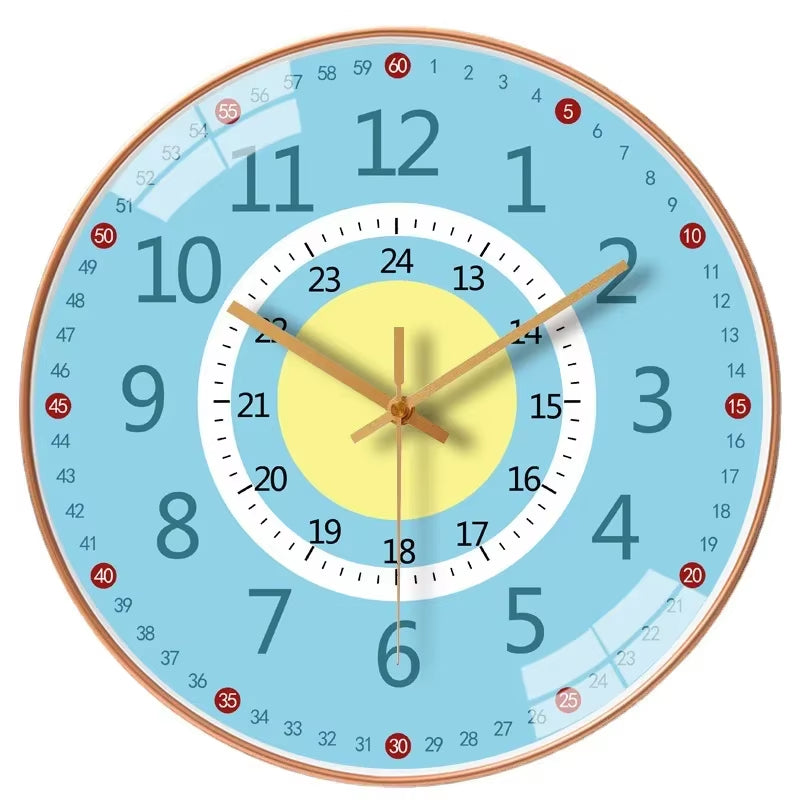 Circular Wall Clock with High Lens Plane, Silent Teaching Clock for Kitchen, Home Decorative, 12 Inches, 30Cm