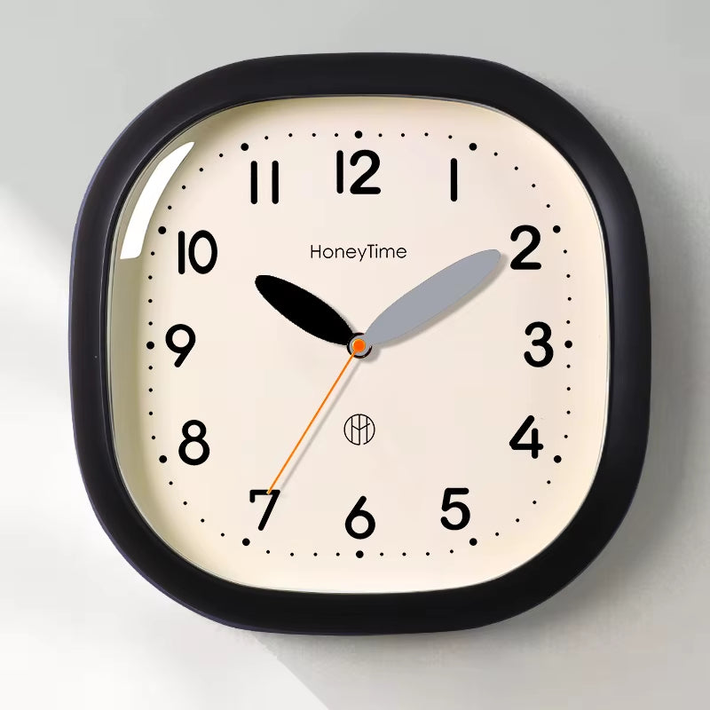Modern Square Wall Clock Creamy White - Silent Quartz Minimalist Hanging Watch Decor for Home Office Living Room Holiday Gift