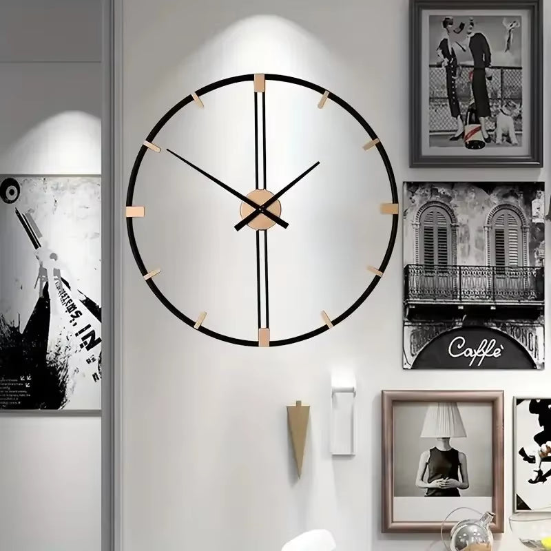 Large Wall Clock Living Room Iron Art round Clocks Mechanism Silent Watches Kitchen Luxury Watch Room Design Wall Decoration