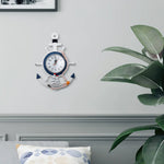 Horloge Murale "Capitaine" – Gouvernail et Ancre en Bois Style Méditerranéen - Vignette | La Belle Horloge