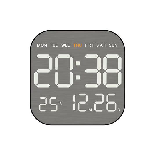 Multifunctional LED Electronic Clock Fashion Simple Metal Brushed Face Home Christmas Temperature Hanging New Digital Wall Clock