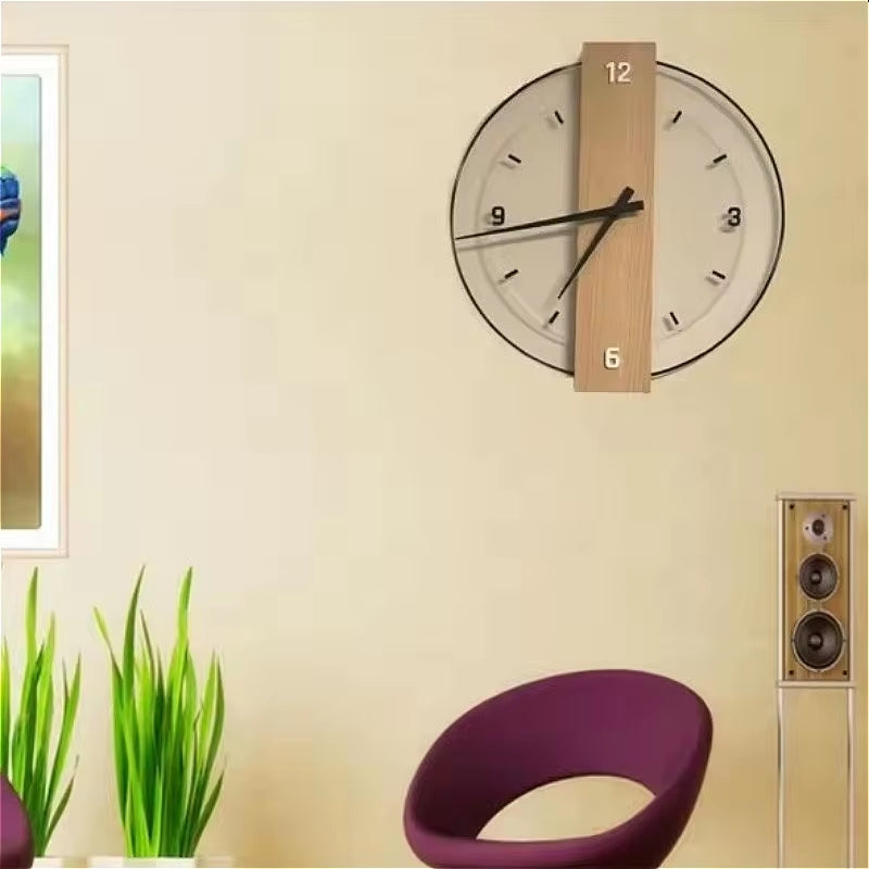 Modern Scandinavian Simple Wall Clock Bedroom Living Room Personality Wood Square Practical Mute Circle Creative Decoration