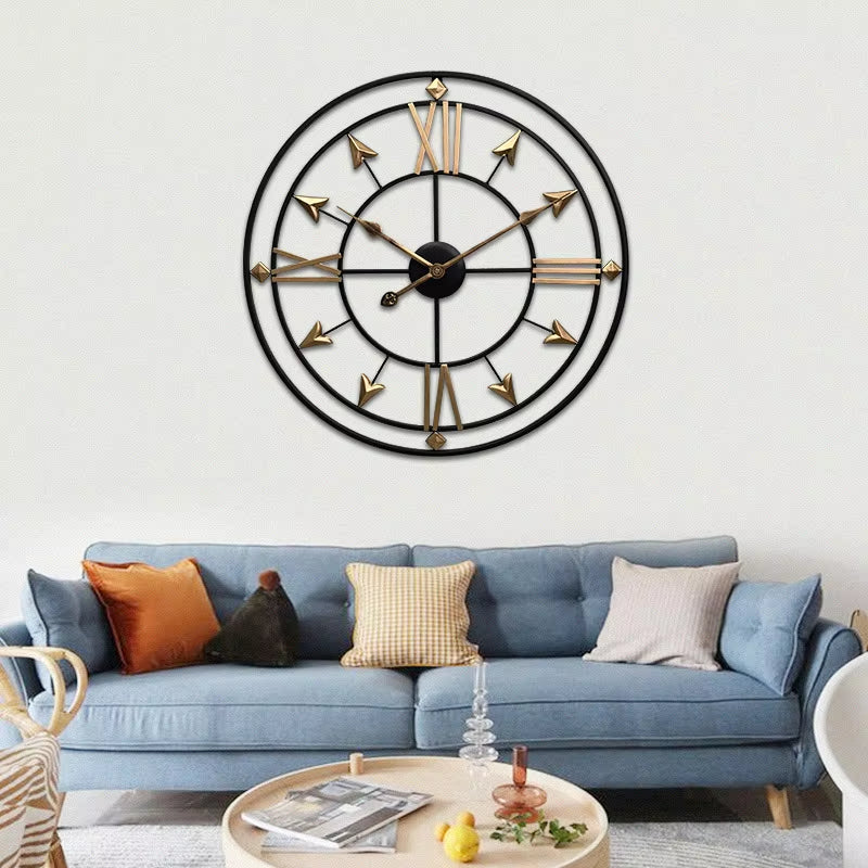 Wrought Iron Wall Clock for Living Room, Home Warm Decoration, Retro Silent Clock