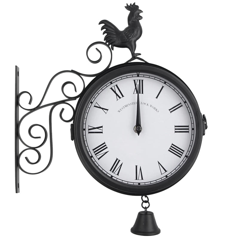 Horloge Murale De Station De Jardin En Plein Air, Double Face, Coquelet, Vintage, Rétro, Décoration D'Intérieur