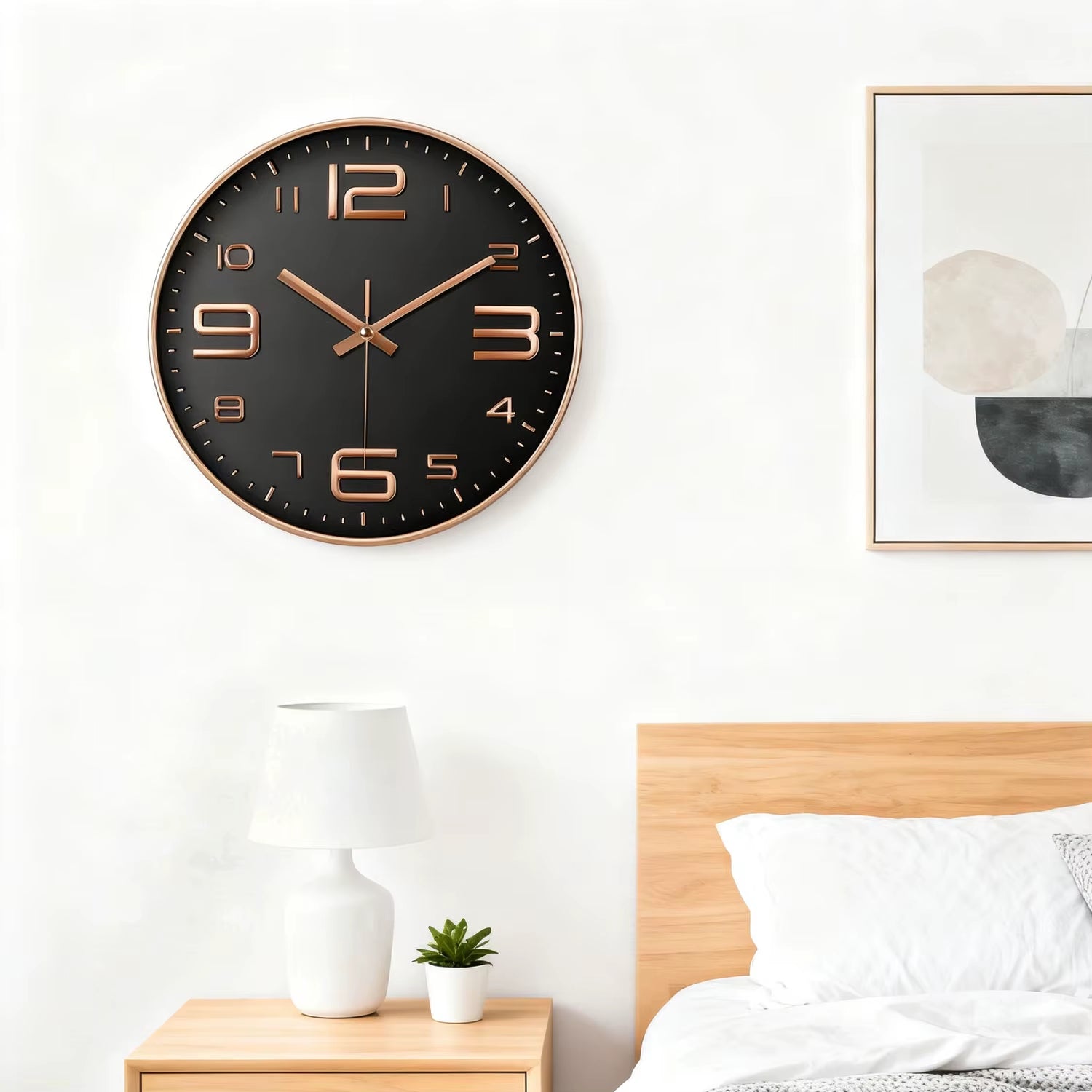 12 Inch Modern Quartz Wall Clock Large Cubic Digital Clock Easy to Read Silent Non Ticking Clock for Living Room Kitchen