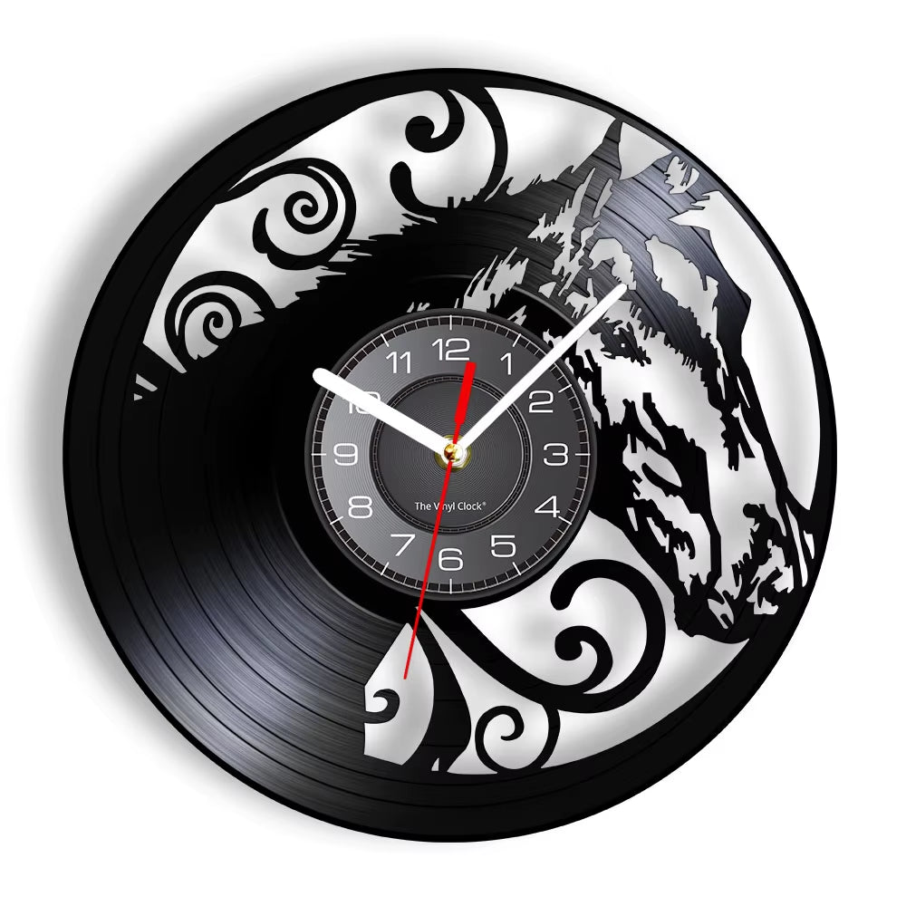 Nature Black Running Horses Equine Wall Art Wild Horses Clock Vintage Vinyl Record Wall Clock Horse Lover Home Decor Accessories
