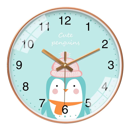 Cartoon Wall Clock Cute Animal Design Silent Quartz Movement Children'S Study Rooms Bedroom Interior Decoration 8 10 12 Inch