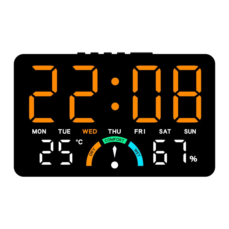 1PC Large LED Digital Clock, Indoor Thermometer Hygrometer, Alarm Clock with Big Digits for Home Decor