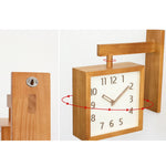 Horloge d'Angle Double Face en Bois – Design Carré Minimaliste - Vignette | La Belle Horloge