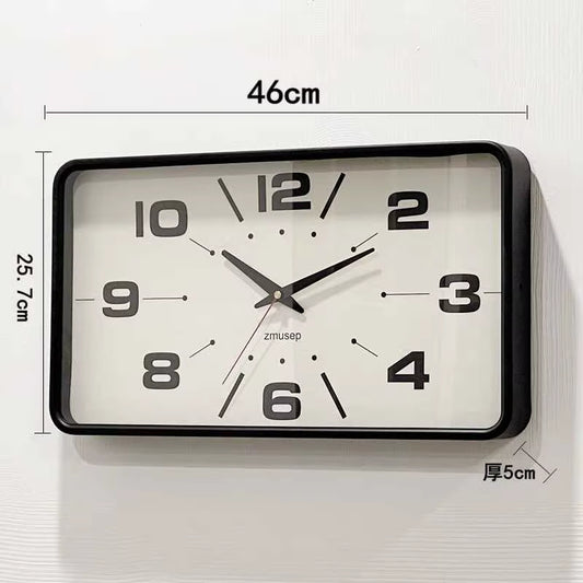Win Elegant Simple Modern Japanese Style Metal Wall Clock New Silent Rectangular Home and Office Clock for Living Room