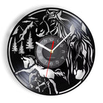 Horloge Murale Vinyle "Chevaux Sauvages" – Design Équin 3D & Éclairage LED - Vignette | La Belle Horloge