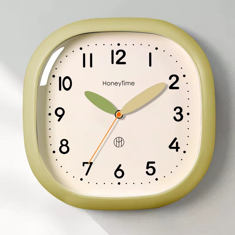 Modern Square Wall Clock Creamy White - Silent Quartz Minimalist Hanging Watch Decor for Home Office Living Room Holiday Gift