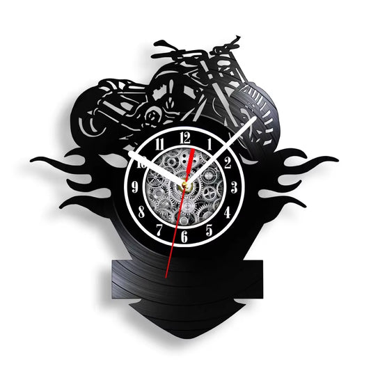Classic Motorcycle Vinyl Record Wall Clock for Living Room Man Cave Home Decor American Chopper Mute Watch Motorbike Rider Gift