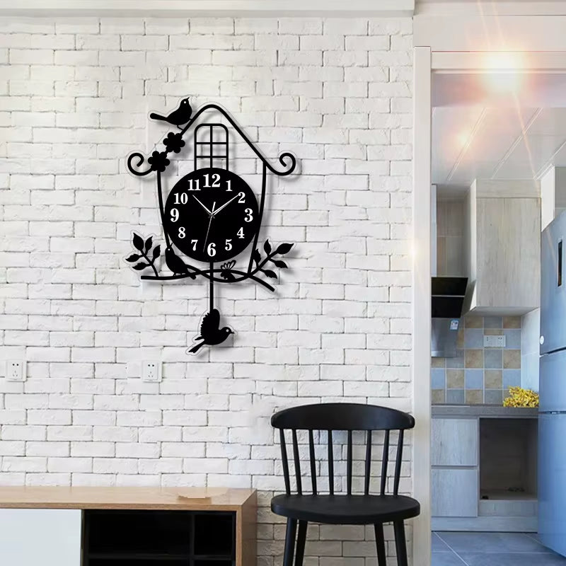 Fun Cartoon Cat Wall Clock with Tail Swinging Function - Quiet Timepiece for Living Room, Bedroom, and Home Decor