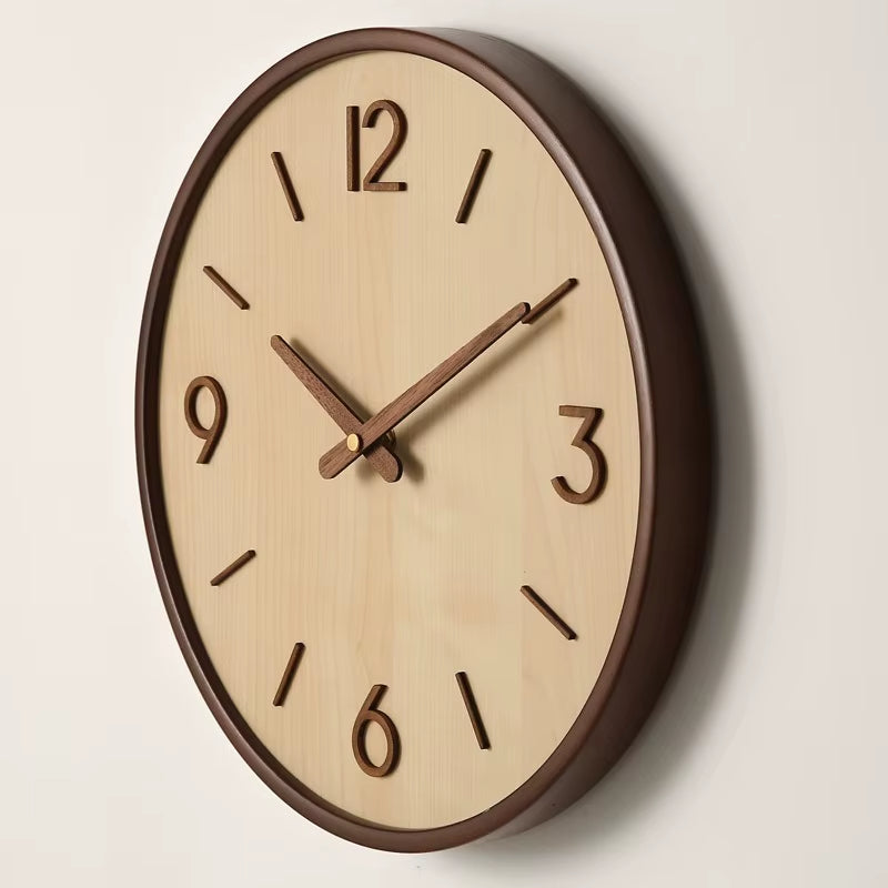 Modern Wooden Silent Art Wall Clocks Simple Wood Grain Bedroom Clocks Luxury Multifunctional Entrance Hall Home Accessories