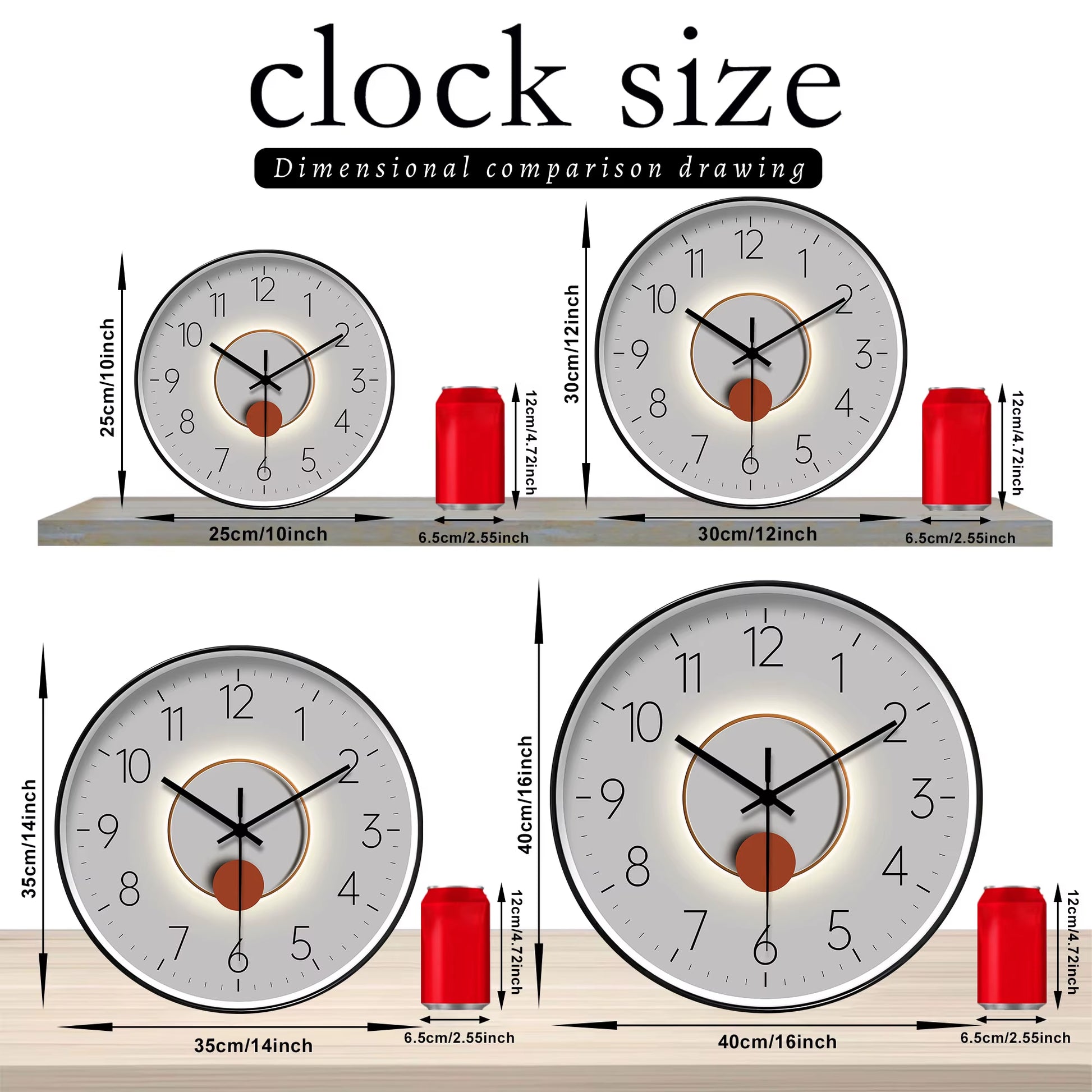 1Pc Stylish Simple Grey Shadow Wall Clock, Non-Ticking Analog Mute Clock, 10-16 Inch round Plastic Wall Clock, Suitable for Deco