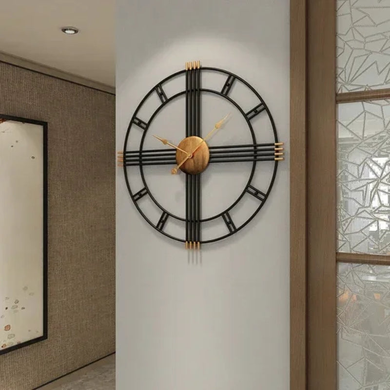 80Cm Simple Wall Clock European Style Wrought Iron Living Room Clocks Creative Fashion Mute Home Modern Decorative Clock
