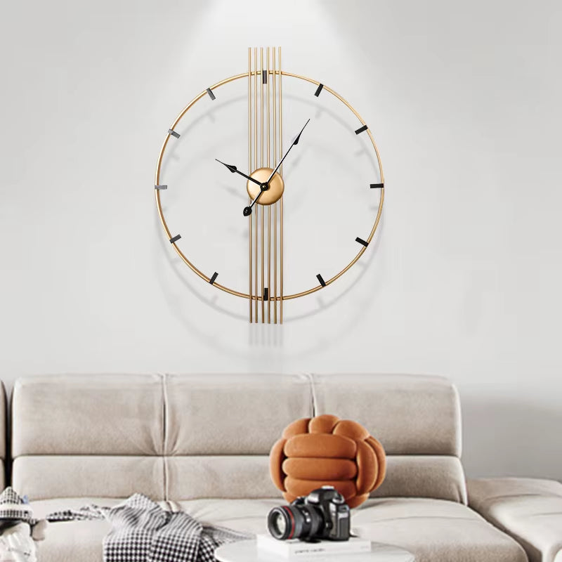 24 Inch 60Cm Modern Simple and Atmospheric Living Room Large Wall Clock Nordic Light Luxury Wrought Iron Home Silent Wall Clock