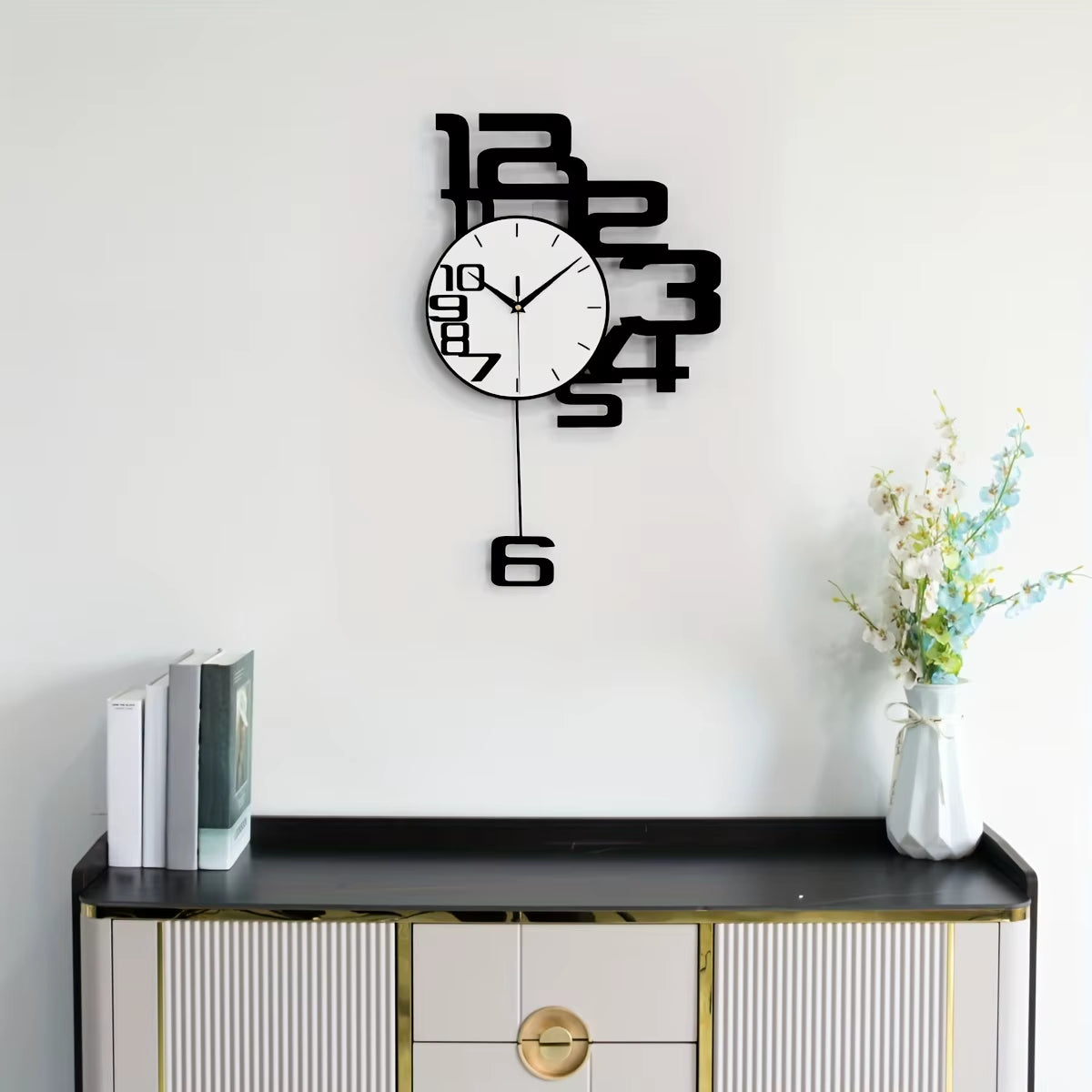 Silent Non-Ticking 1Pc Modern Minimalist Metal Wall Clock, Digital Display,For Christmas and Halloween Decorations,Gift