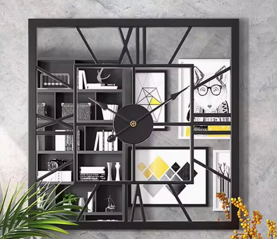 Hot-Selling Wall Clocks, Simple Square Wrought Iron Clocks, Silent Decorative Clocks in the Living Room