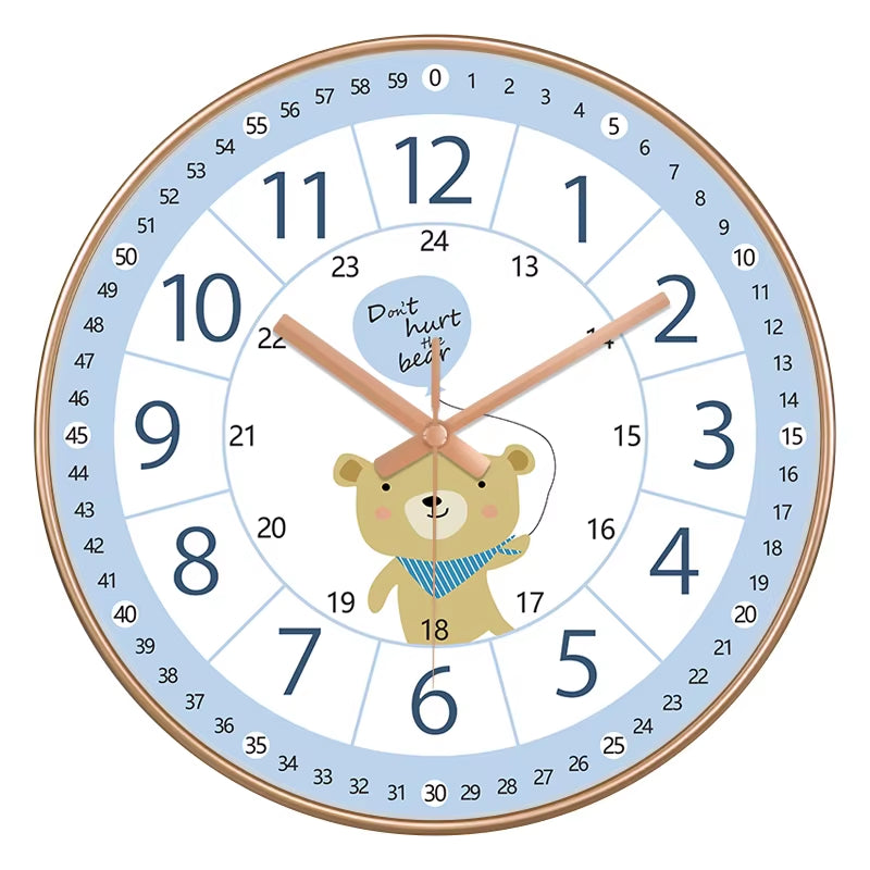 24 Style 8 Inch Early Childhood Education Clock Mute Home Living Bedroom Wall Punch-Free Battery Powered Electronic Color Clock