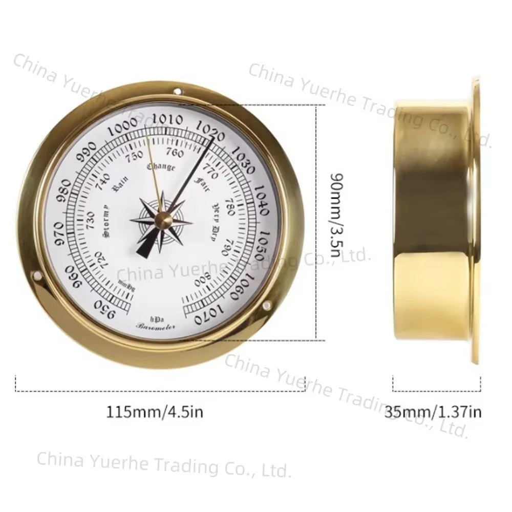 Rtcx-Clock, Wall Mounted Tester Copper Shell Marine for Weather Station, Wall Hanging Boat Using Clock, 98Mm 115Mm 145Mm