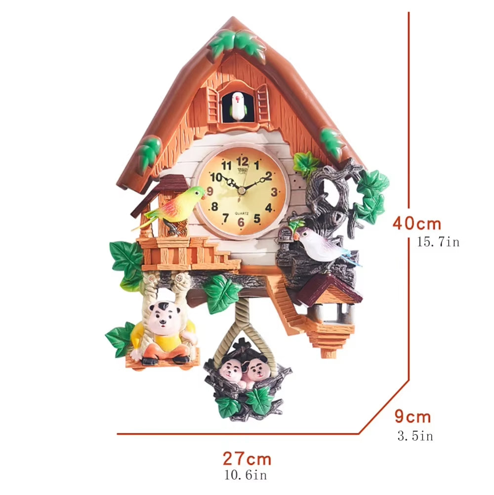 Cuckoo Wall Clocks with Timer Resin Clock Function Digital Decorative Wall Clock with Sounds for Home Kids Living Room Decor