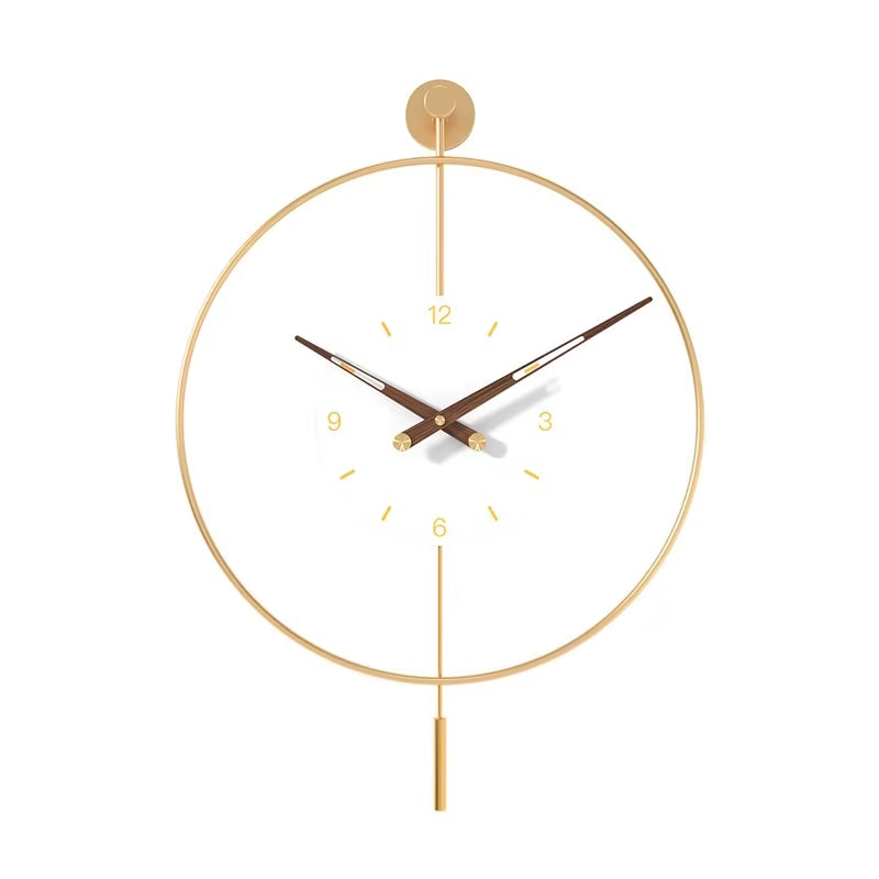 Luxury Large Wall Clock with Pendulum Modern Living Room Bedroom Office Wall Decor Silent Hanging Watch Nordic round Wall Clocks