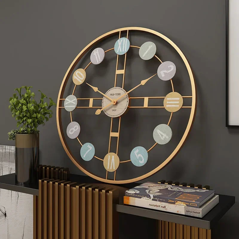 Grande Horloge Murale Vintage En Métal, Fonctionnement Silencieux, Design Mécanique, Accessoire De Décoration De Chambre, Décoration Moderne Pour La Maison, Horloge.