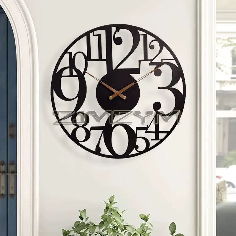 Circular Metal Decorative Wall Clock Silent Clock Suitable for Living Room Bedroom Room Office Decoration
