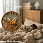 Horloge murale de cuisine en bois — motif panier à pain, silencieuse - Vignette | La Belle Horloge