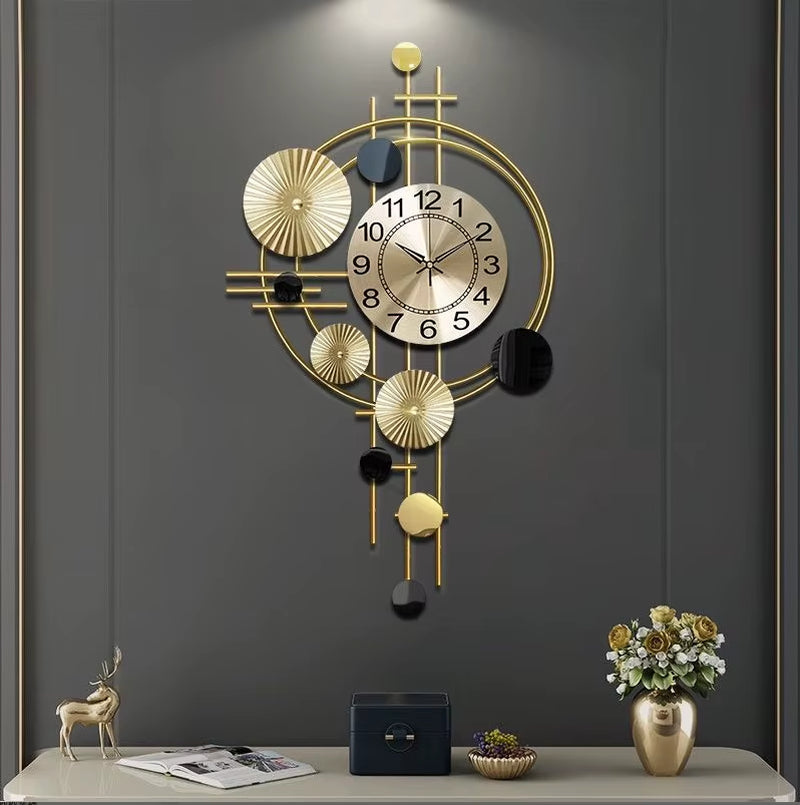 2025 New Large Wrought Iron Wall Clock European Home Study Bedroom Background Wall Decoration Living Room Silent Quartz Clocks